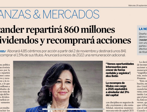 Santander repartirá 860 millones en dividendos y recomprará acciones